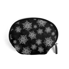 Snowflakes And Star Patterns Grey Snow Accessory Pouch (Small)