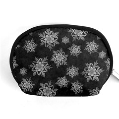 Snowflakes And Star Patterns Grey Snow Accessory Pouch (Medium)