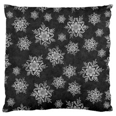 Snowflakes And Star Patterns Grey Snow Standard Flano Cushion Case (Two Sides)