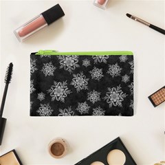 Snowflakes And Star Patterns Grey Snow Cosmetic Bag (XS)