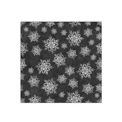 Snowflakes And Star Patterns Grey Snow Satin Bandana Scarf 22  X 22 