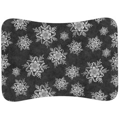 Snowflakes And Star Patterns Grey Snow Velour Seat Head Rest Cushion by artworkshop