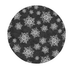 Snowflakes And Star Patterns Grey Snow Mini Round Pill Box