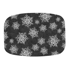 Snowflakes And Star Patterns Grey Snow Mini Square Pill Box