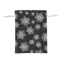 Snowflakes And Star Patterns Grey Snow Lightweight Drawstring Pouch (S)