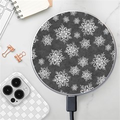 Snowflakes And Star Patterns Grey Snow Wireless Charger