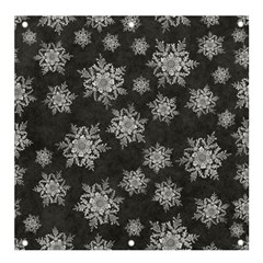 Snowflakes And Star Patterns Grey Snow Banner and Sign 4  x 4 