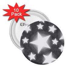 Snowflakes And Star Patterns Grey Stars 2 25  Buttons (10 Pack)  by artworkshop