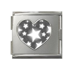 Snowflakes And Star Patterns Grey Stars Mega Link Heart Italian Charm (18mm) by artworkshop