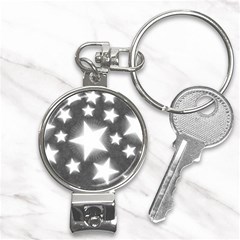 Snowflakes And Star Patterns Grey Stars Nail Clippers Key Chain by artworkshop