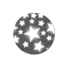 Snowflakes And Star Patterns Grey Stars Magnet 3  (round) by artworkshop