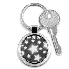 Snowflakes And Star Patterns Grey Stars Key Chain (round) by artworkshop