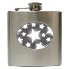 Snowflakes And Star Patterns Grey Stars Hip Flask (6 Oz) by artworkshop