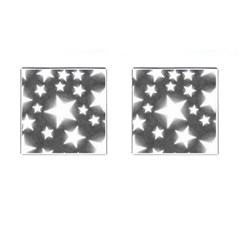 Snowflakes And Star Patterns Grey Stars Cufflinks (square) by artworkshop