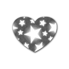 Snowflakes And Star Patterns Grey Stars Rubber Coaster (heart) by artworkshop