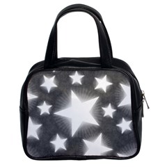 Snowflakes And Star Patterns Grey Stars Classic Handbag (two Sides) by artworkshop