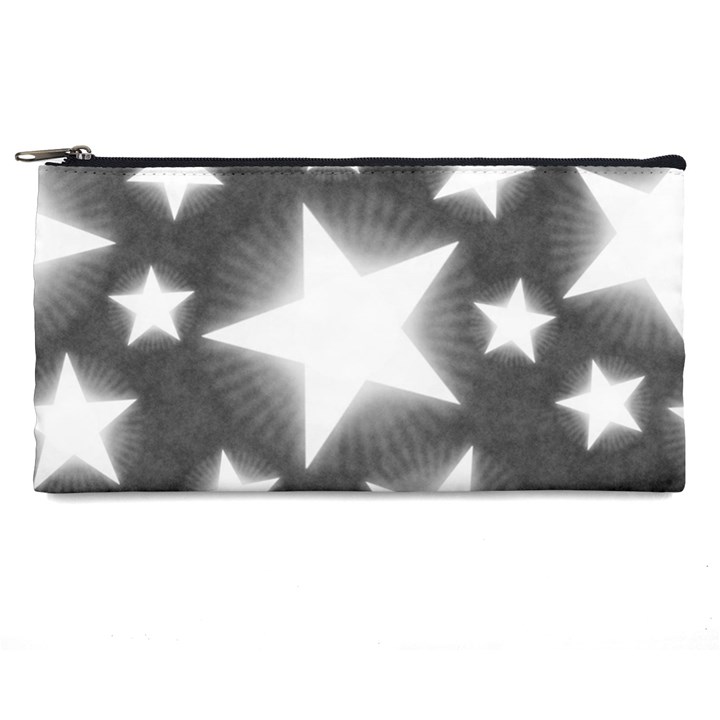 Snowflakes And Star Patterns Grey Stars Pencil Case