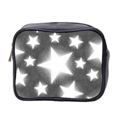 Snowflakes And Star Patterns Grey Stars Mini Toiletries Bag (two Sides) by artworkshop