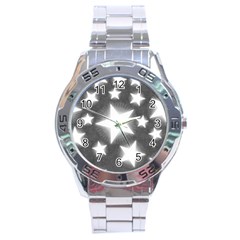 Snowflakes And Star Patterns Grey Stars Stainless Steel Analogue Watch