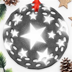 Snowflakes And Star Patterns Grey Stars Ornament (round Filigree) by artworkshop