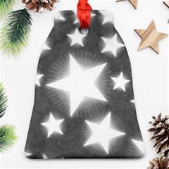 Snowflakes And Star Patterns Grey Stars Bell Ornament (two Sides) by artworkshop