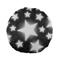 Snowflakes And Star Patterns Grey Stars Standard 15  Premium Round Cushions by artworkshop