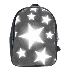 Snowflakes And Star Patterns Grey Stars School Bag (xl) by artworkshop