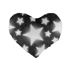 Snowflakes And Star Patterns Grey Stars Standard 16  Premium Flano Heart Shape Cushions