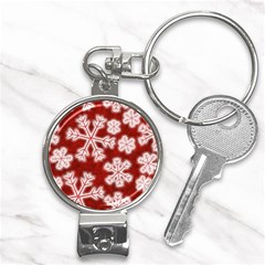 Snowflakes And Star Patterns Red Frost Nail Clippers Key Chain by artworkshop