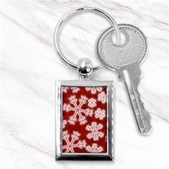 Snowflakes And Star Patterns Red Frost Key Chain (rectangle) by artworkshop