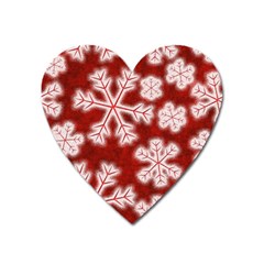 Snowflakes And Star Patterns Red Frost Heart Magnet by artworkshop