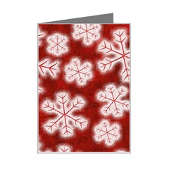 Snowflakes And Star Patterns Red Frost Mini Greeting Card by artworkshop