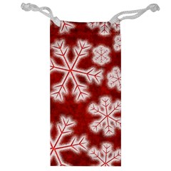 Snowflakes And Star Patterns Red Frost Jewelry Bag by artworkshop