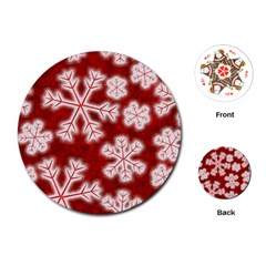 Snowflakes And Star Patterns Red Frost Playing Cards Single Design (round) by artworkshop