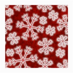 Snowflakes And Star Patterns Red Frost Medium Glasses Cloth (2 Sides) by artworkshop