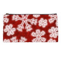 Snowflakes And Star Patterns Red Frost Pencil Case by artworkshop