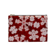 Snowflakes And Star Patterns Red Frost Cosmetic Bag (medium) by artworkshop