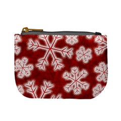 Snowflakes And Star Patterns Red Frost Mini Coin Purse by artworkshop