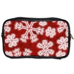 Snowflakes And Star Patterns Red Frost Toiletries Bag (one Side) by artworkshop