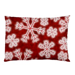 Snowflakes And Star Patterns Red Frost Pillow Case (two Sides) by artworkshop