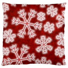 Snowflakes And Star Patterns Red Frost Large Cushion Case (one Side) by artworkshop