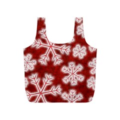 Snowflakes And Star Patterns Red Frost Full Print Recycle Bag (s) by artworkshop