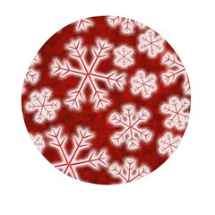 Snowflakes And Star Patterns Red Frost Mini Round Pill Box