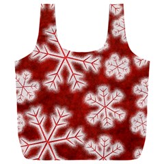 Snowflakes And Star Patterns Red Frost Full Print Recycle Bag (xxxl) by artworkshop