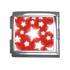 Snowflakes And Star Patterns Red Stars Mega Link Italian Charm (18mm) by artworkshop