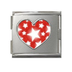 Snowflakes And Star Patterns Red Stars Mega Link Heart Italian Charm (18mm) by artworkshop