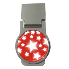 Snowflakes And Star Patterns Red Stars Money Clips (round)  by artworkshop