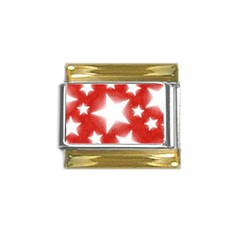 Snowflakes And Star Patterns Red Stars Gold Trim Italian Charm (9mm)