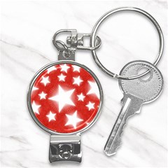 Snowflakes And Star Patterns Red Stars Nail Clippers Key Chain by artworkshop