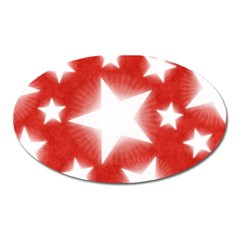 Snowflakes And Star Patterns Red Stars Oval Magnet by artworkshop